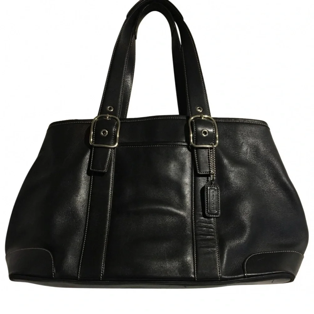 Coach vintage black leather satchel handbag